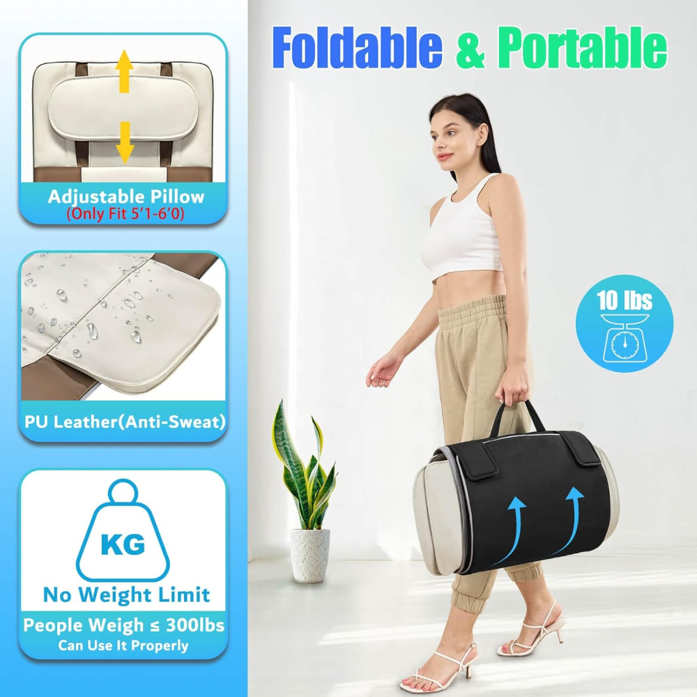 Saltea de masaj pentru tot corpul HY-8639, Întindere 3D și Tracțiune Lombară, Încălzire, Piele PU [6]