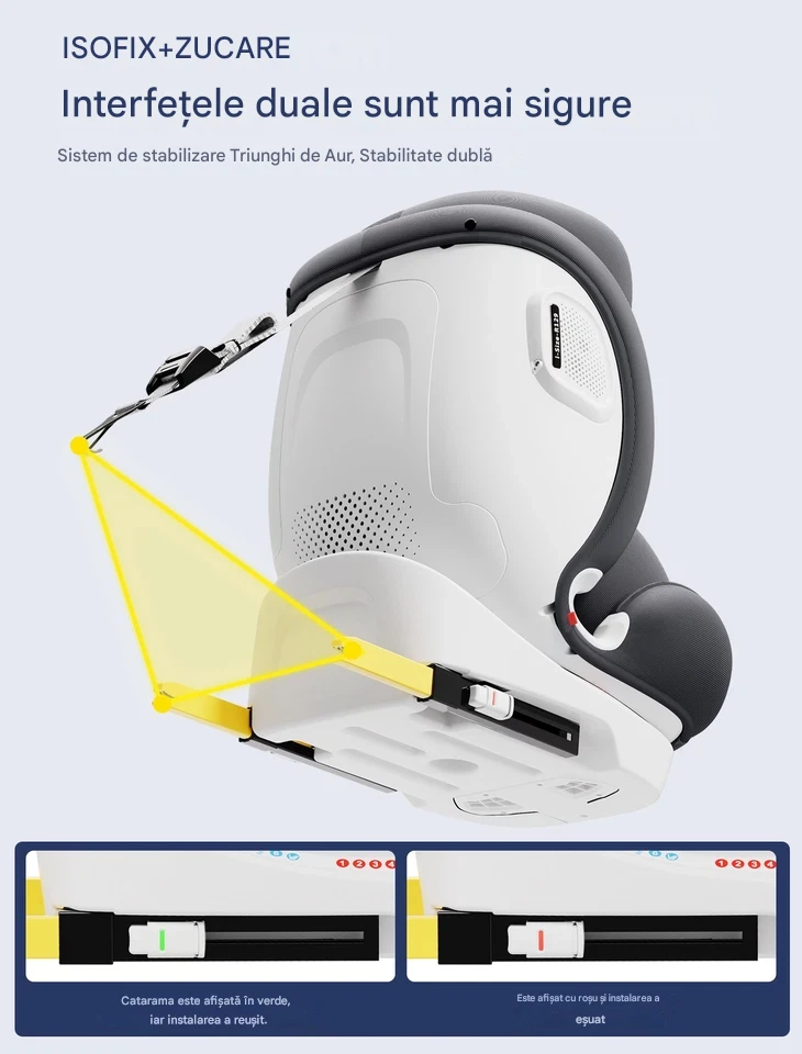 Scaun auto rotativ 360° Fourward, ISOFIX, i-Size 40-150 cm, 0-12 ani, Gri [5]