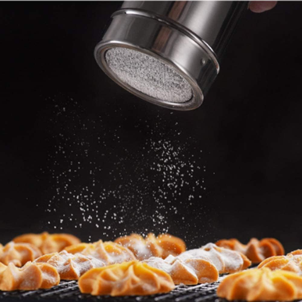 Set 2 Dozatoare pudră din oțel inoxidabil, sită fină, capac anti-praf și 16 șabloane cafea [8]