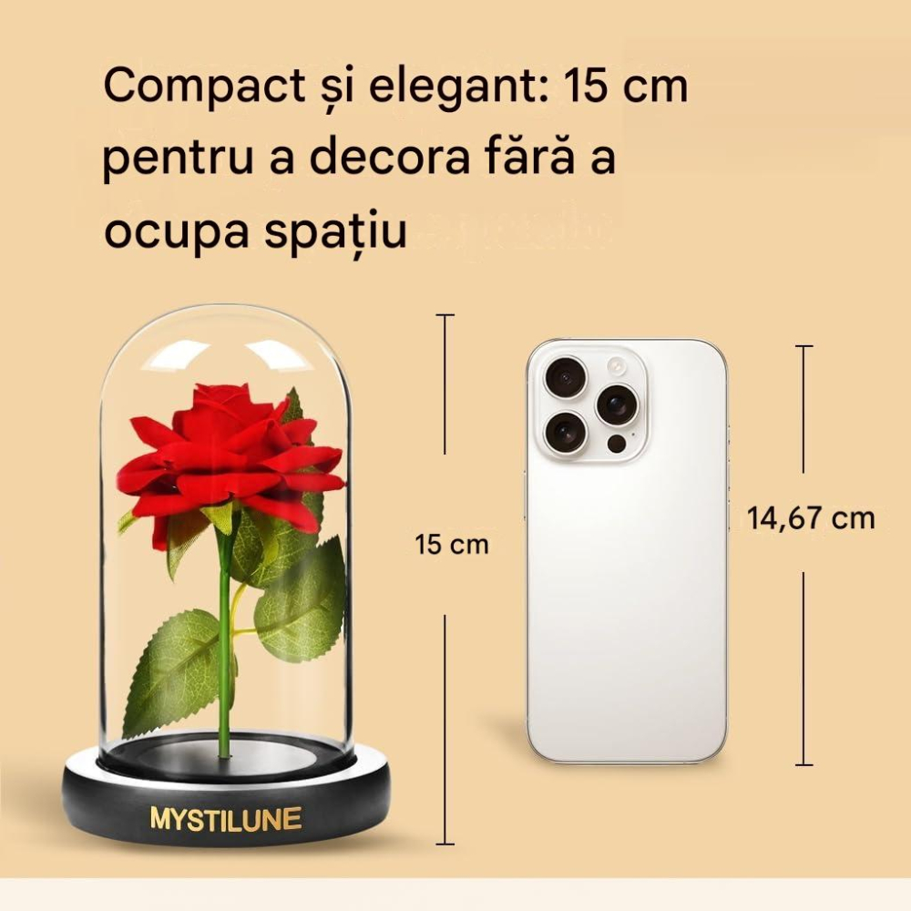 Set cadou MystiLune – Trandafir etern în cupolă de sticlă, lumânare parfumată și ulei esențial de trandafir [6]