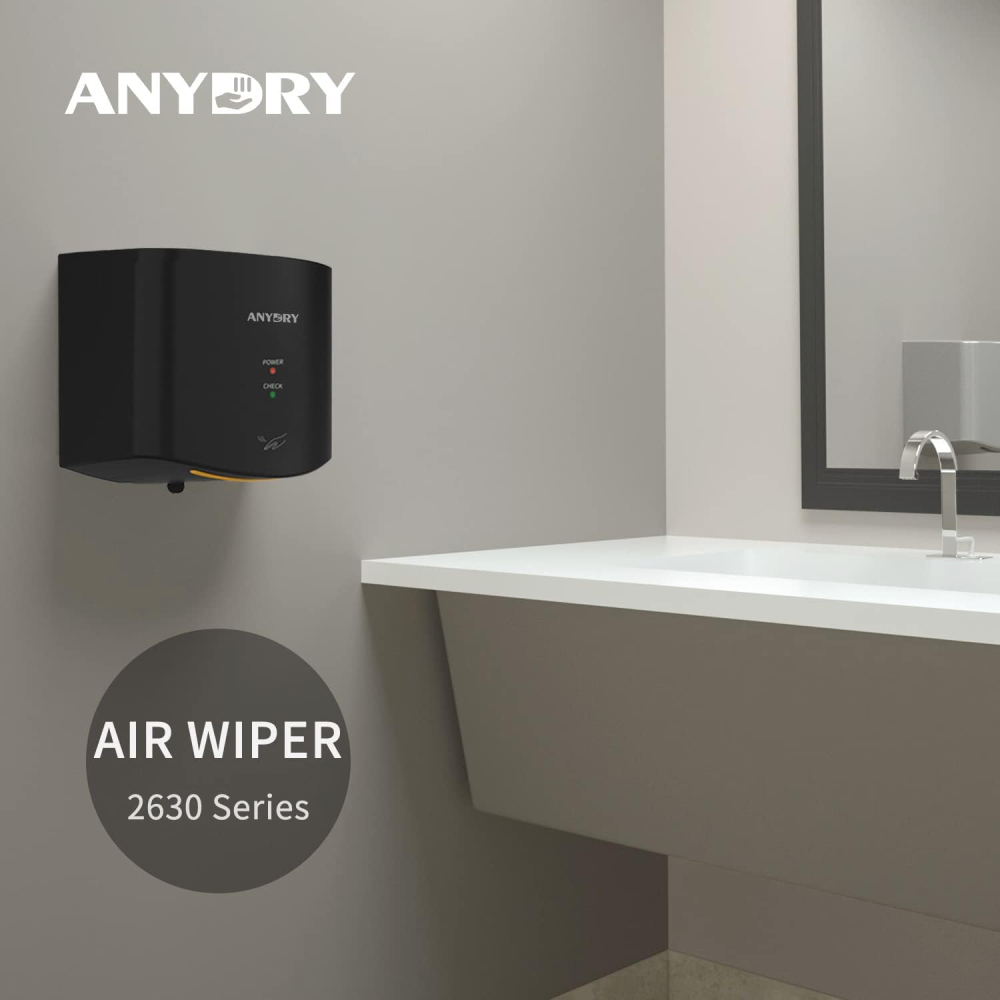 Uscător de mâini automat anydry 2630S, compact, 1650W, senzor inteligent, Negru [7]