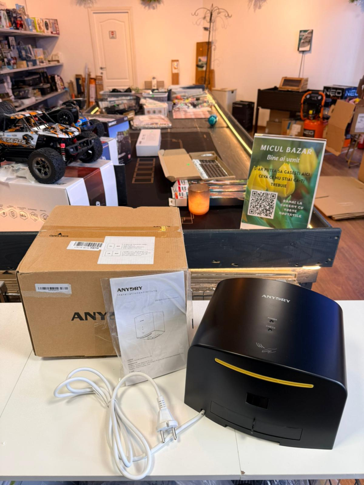 Uscător de mâini automat anydry 2630S, compact, 1650W, senzor inteligent, Negru [2]