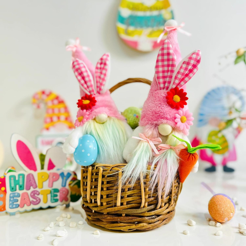 Set 2 gnomi de Paște din pluș, decor de primăvară [3]