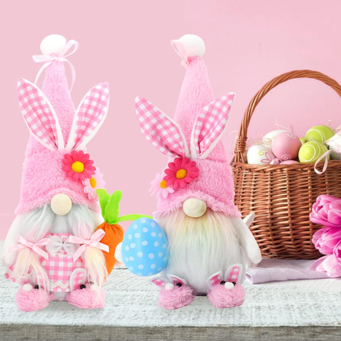 Set 2 gnomi de Paște din pluș, decor de primăvară [7]