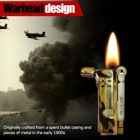 Brichetă vintage din alamă Jifeng, replică de tranșee WWI, cu combustibil, Camuflaj [3]