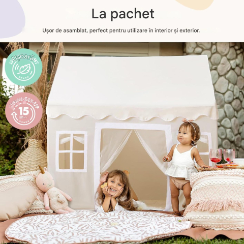 Cort pentru copii Tiny Land cu covoraș și lumini [3]