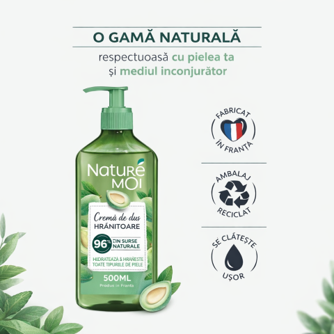 Cremă de duș hrănitoare Naturé Moi cu migdale dulci bio din Provence, 500 ml [2]