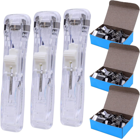 Accesorii birou - Dispenser de agrafe reutilizabil cu cleme, set 3 bucăți