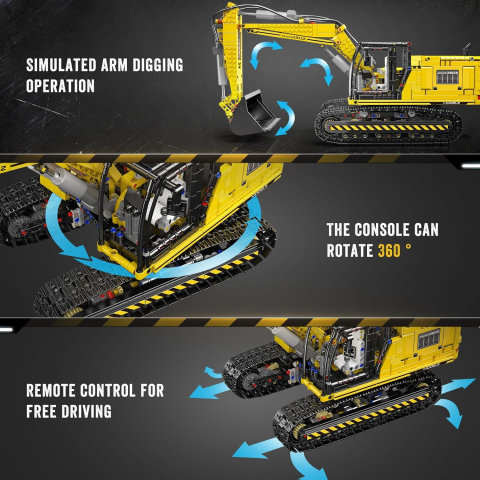 Excavator Tehnic Mould King 17006, Motorizat, Telecomandă & App, 2169 piese [5]