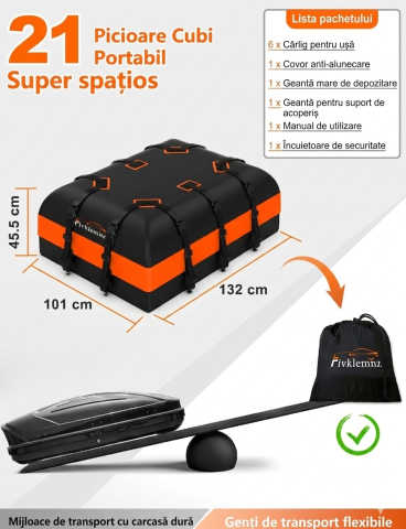 FIVKLEMNZ Portbagaj auto tip geanta impermeabila cu prindere universala – pliabila, cu husa [2]