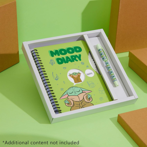 Jurnale și caiete - Jurnal Mood Diary cu pix Star Wars Grogu The Mandalorian