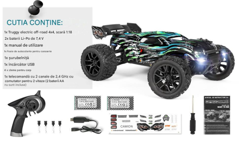 Mașină cu telecomandă HAIBOXING Stadium Truck 1:18, 4WD, 36+ km/h, Waterproof, Hobby Grade [14]