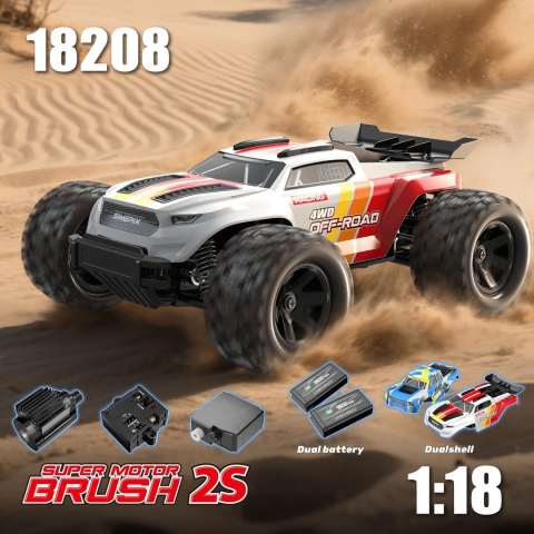 Mașină cu telecomandă MJX Hyper Go 18208 Monster Truck, scara 1/18, 4WD, 30 km/h, 2 caroserii, 2 acumulatori LiPo 2S, RTR [8]