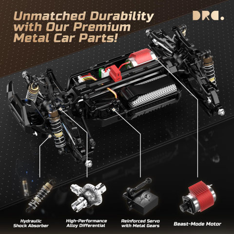 Mașină RC DEERC 9005E Desert Truck 1:14, 4WD Off-Road, 40 km/h, faruri LED, 2 baterii [3]