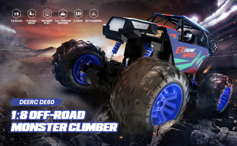 Mașină RC DEERC DE60 Giant Crawler, scară 1:8, 4WD, carcasă aliaj, 2 baterii, 80 min [10]