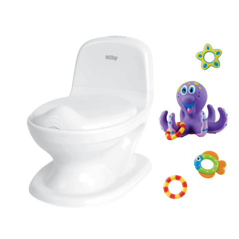Copii & Jucării - Oliță realistă Nuby Dr. Talbot's My Real Potty, sunet de spălare, compartiment depozitare, jucărie caracatiță