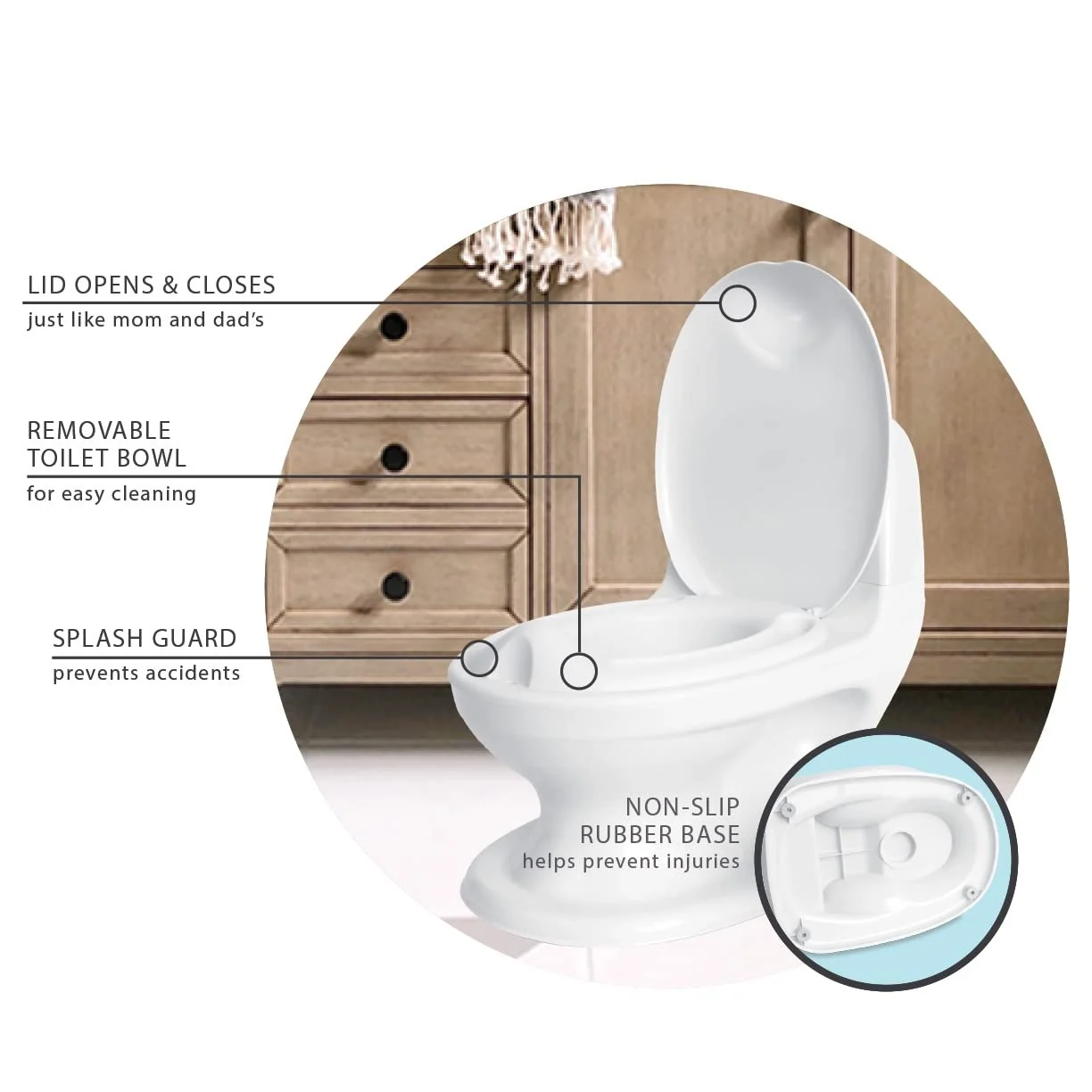 Oliță realistă Nuby Dr. Talbot's My Real Potty, sunet de spălare, compartiment depozitare, jucărie caracatiță [5]