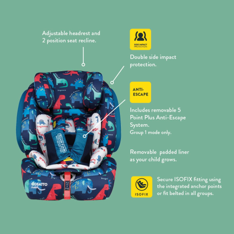 Scaun auto Cosatto Judo ISOFIX Group 1/2/3 (9-36 kg), Anti-Escape [8]