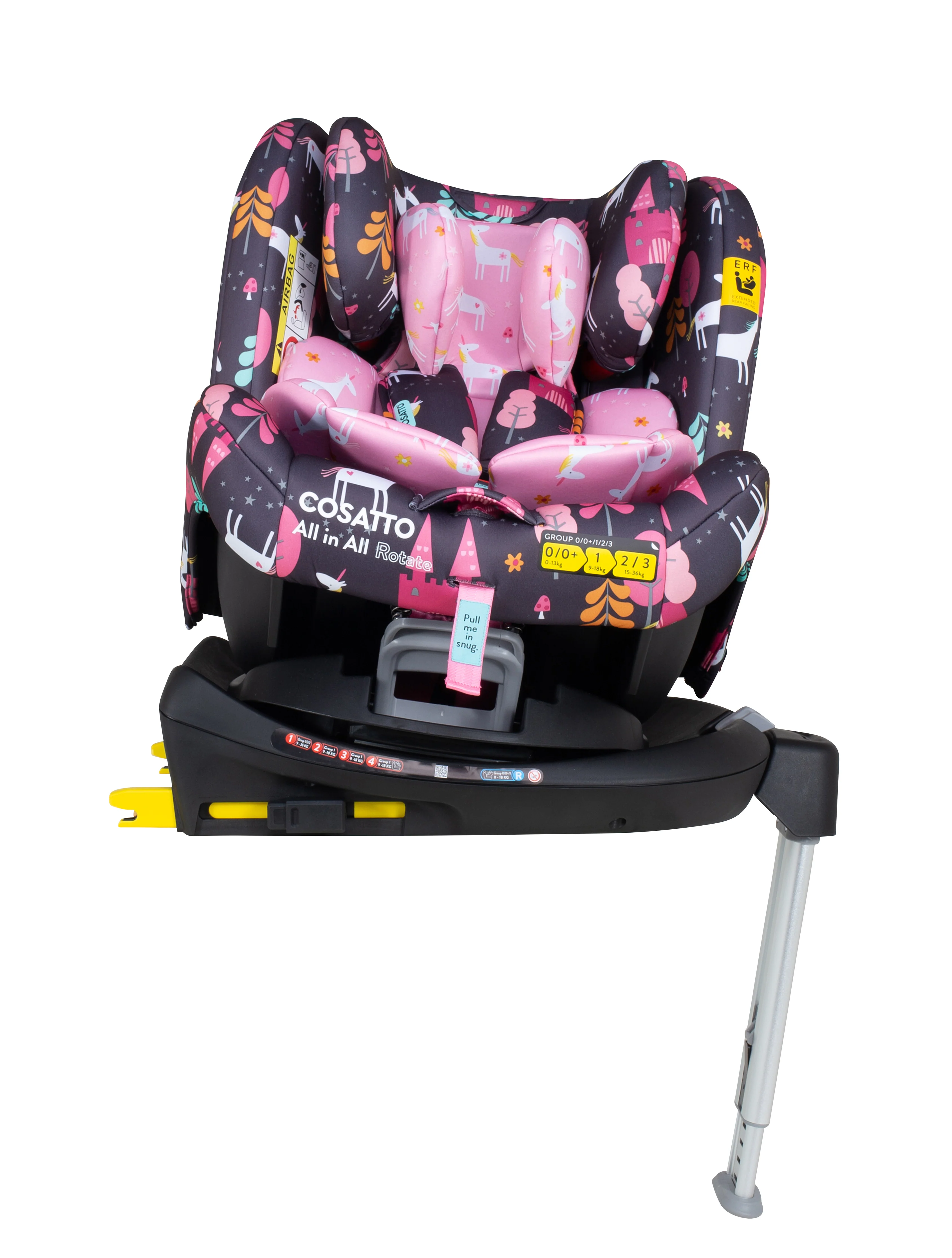 Scaune auto - Scaun auto rotativ Cosatto All in All Rotate Group 0+/1/2/3, 0-36 kg, Unicorn Land, ISOFIX