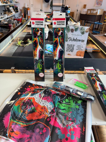 Copii & Jucării - Tablou Diamond Painting cu câine colorat, 40 x 50 cm