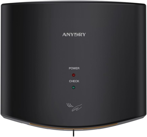 Accesorii baie - Uscător de mâini automat anydry 2630S, compact, 1650W, senzor inteligent, Negru