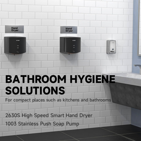 Uscător de mâini automat anydry 2630S, compact, 1650W, senzor inteligent, Negru [5]