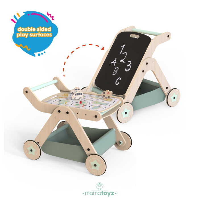Antepremergator model CITY din lemn 5 in 1 MamaToyz cu masuta de activitati [6]