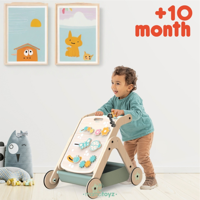 Antepremergator model CITY din lemn 5 in 1 MamaToyz cu masuta de activitati [3]