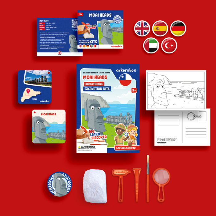 Arkerobox - Set arheologic educational si puzzle 3D, Moai Heads [2]