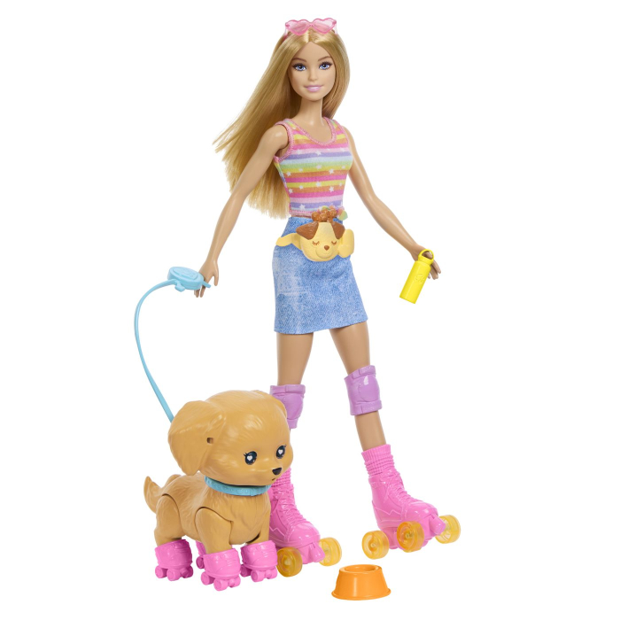 BARBIE PETS SET PAPUSA BARBIE CU PATINE CU ROTILE CATEL SI ACCESORII [6]