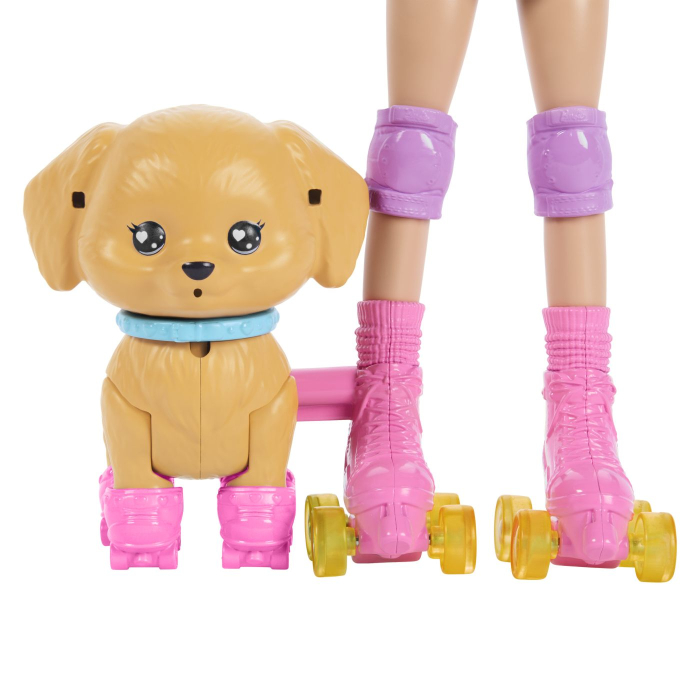 BARBIE PETS SET PAPUSA BARBIE CU PATINE CU ROTILE CATEL SI ACCESORII [2]