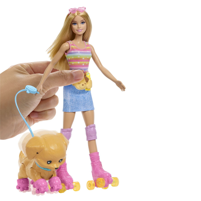 BARBIE PETS SET PAPUSA BARBIE CU PATINE CU ROTILE CATEL SI ACCESORII [9]