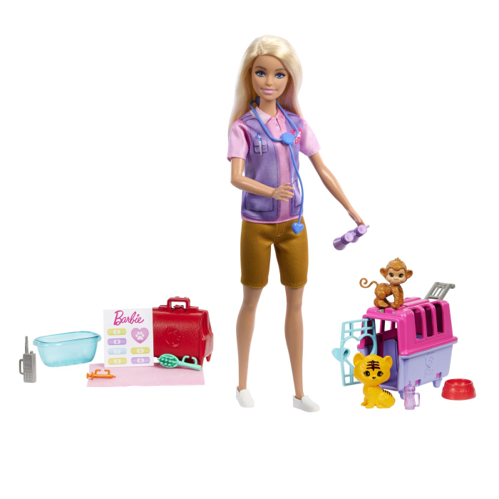 BARBIE YOU CAN BE SET PAPUSA CU DOUA ANIMALUTE DIN JUNGLA [3]