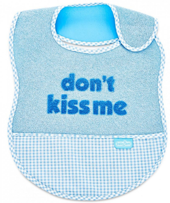 Baveta BabyJem din bumbac Dont Kiss Me (Culoare: Bleu) [2]