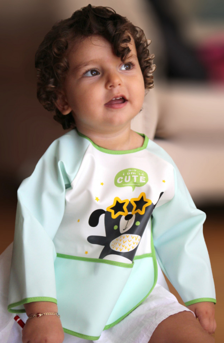 Baveta cu maneci si buzunar BabyJem Polly Bib (Culoare: Bleu) [8]
