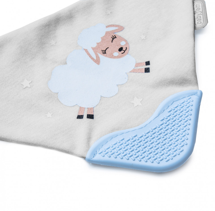 Baveta triunghi cu accesoriu dentitie BabyJem Cowboy Bib (Culoare: Ecru) [4]