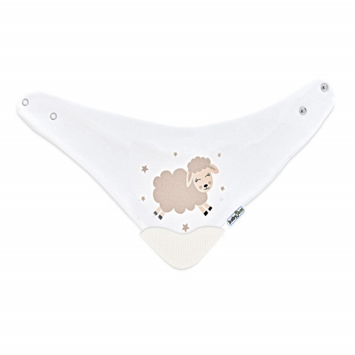 Baveta triunghi cu accesoriu dentitie BabyJem Cowboy Bib (Culoare: Ecru) [7]