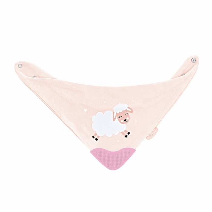 Baveta triunghi cu accesoriu dentitie BabyJem Cowboy Bib (Culoare: Ecru) [5]