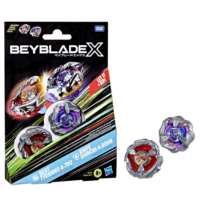 BEYBLADE X PACHET DUO BEAT TYRANNO 4-70Q SI KNIFE SHINOBI 4-80HN [6]