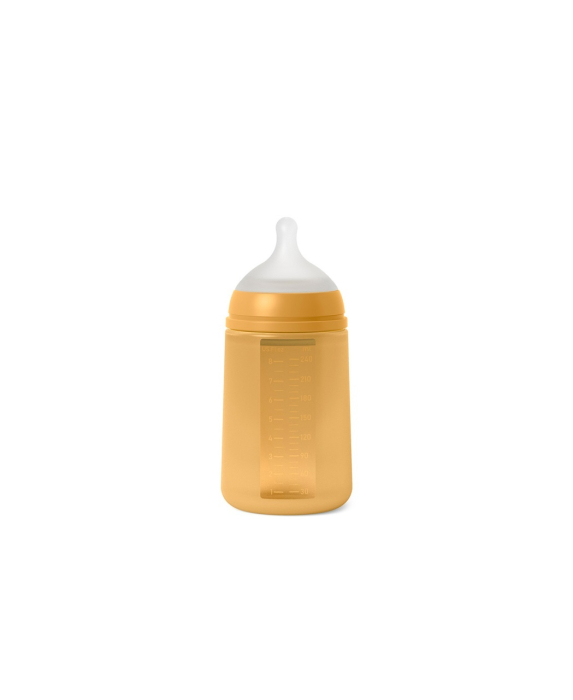 Biberon din silicon, 240ml, Colour Essence SX Pro debit mediu, galben muștar [2]