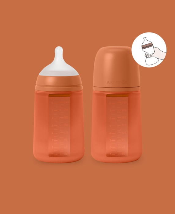 Biberon din silicon, 240ml, Colour Essence SX Pro debit mediu, rosu [3]