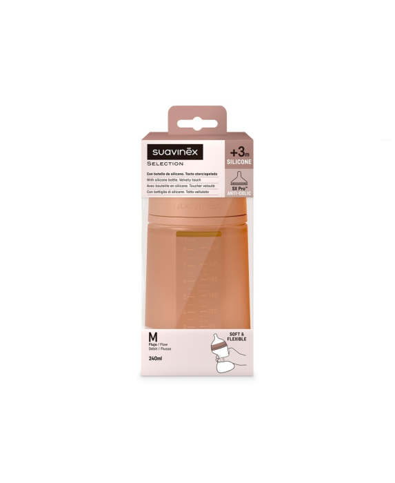 Biberon din silicon, 240ml, Colour Essence SX Pro debit mediu, rosu [6]