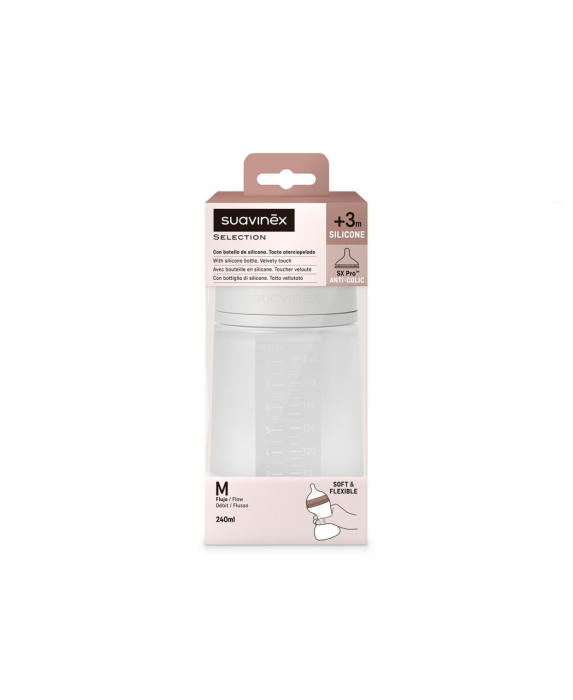 Biberon din silicon, 240ml, Colour Essence SX Pro debit mediu, transparent [3]