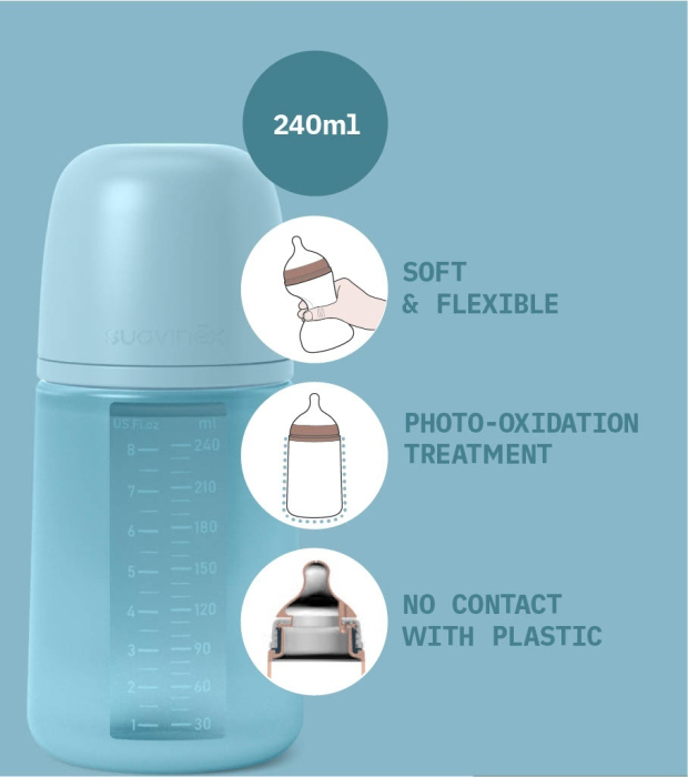 Biberon din silicon, 240ml, Colour Essence SX Pro debit mediu, transparent [6]
