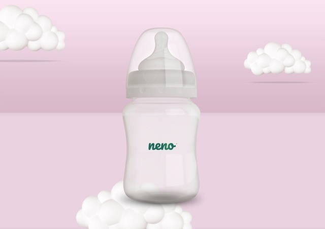 Biberon Neno 150 ml cu tetina silicon, anti-colici, debit lent [2]