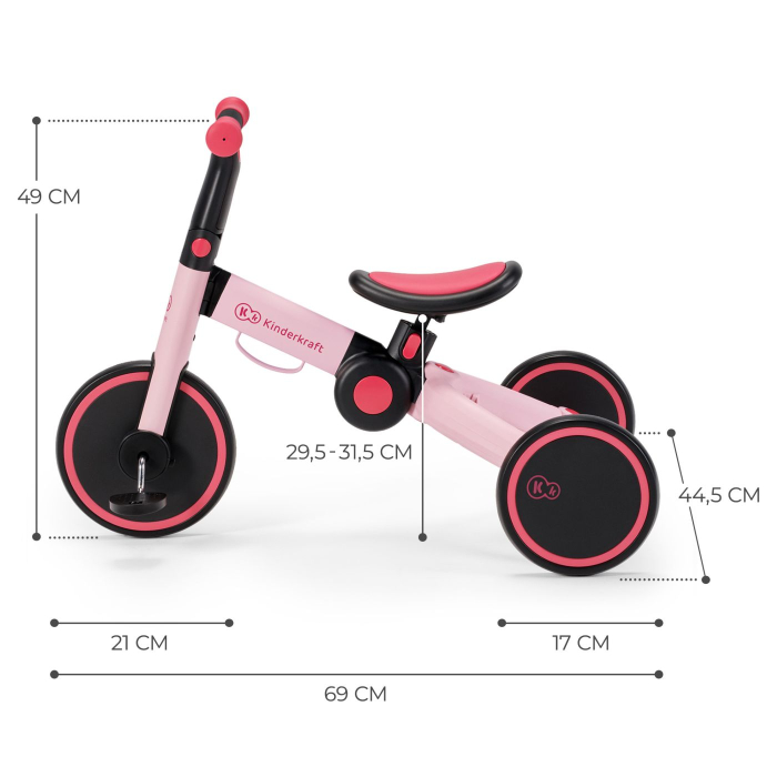 BICICLETA DE ECHILIBRU / TRICICLETA KINDERKRAFT 4TRIKE, CANDY PINK [5]