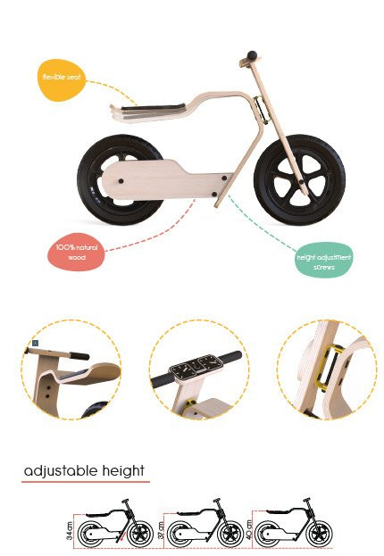 Bicicleta fara pedale MamaToyz RideMe, din lemn natural [9]
