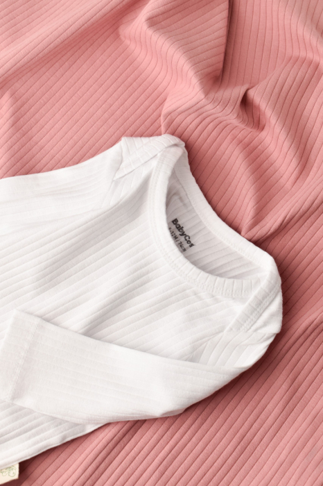 Body Bebe Unisex cu maneca lunga din 95% bumbac organic cu 5% elastan - Alb, BabyCosy [2]