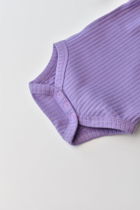 Body Bebe Unisex cu maneca lunga din 95% bumbac organic cu 5% elastan - Mov, BabyCosy [5]