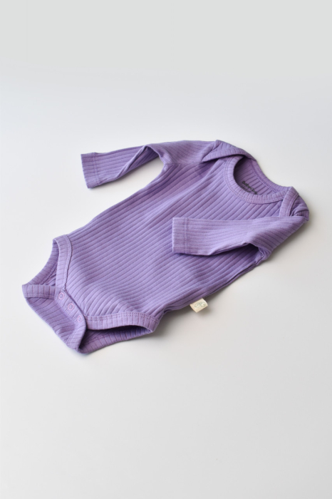 Body Bebe Unisex cu maneca lunga din 95% bumbac organic cu 5% elastan - Mov, BabyCosy [4]